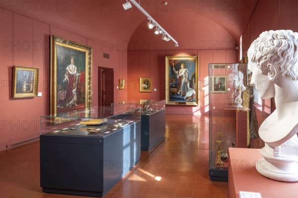 Napoleon Bonaparte in busts and paintings in the Salle Fesch of the Musee Fesch, Ajaccio, Corsica, France