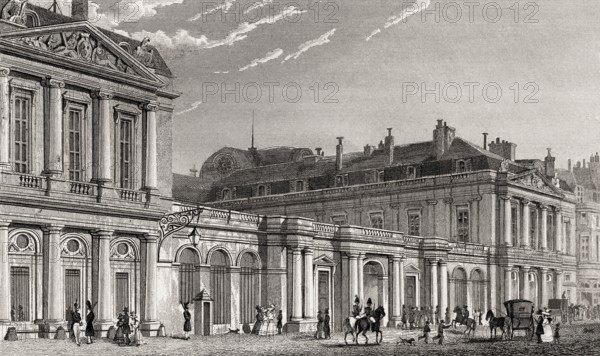 The Palais-Royal, Paris, antique steel engraved print, 1831