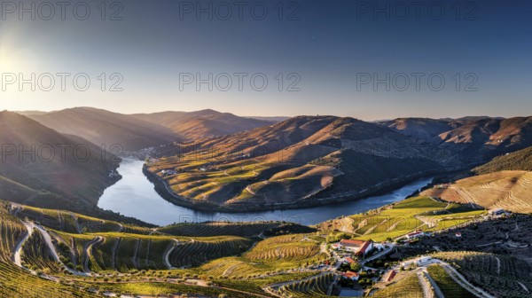 Terraced Portuguese vineyards near Nagozelo do Douro, where port wine is produced