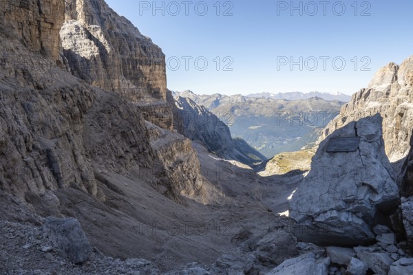 Panoramic view of famous Dolomites mountain peaks, Brenta. Trentino, Italy
