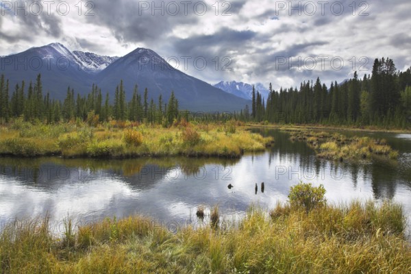 Fine ripples on cold lake of northern mountains of Canada