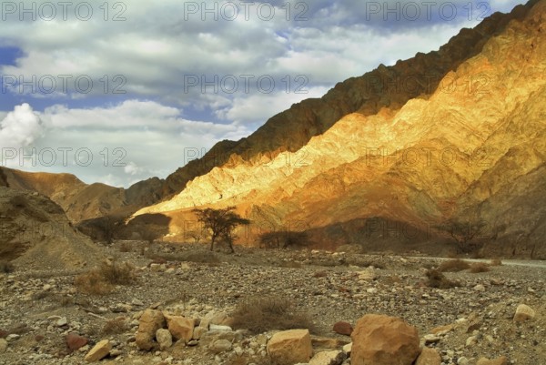 The mountains brightly shined by the sun about Eilat in Israel