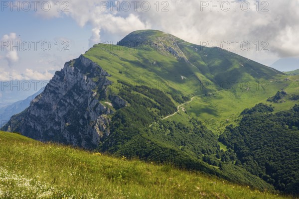 Panoramic view of the Monte Baldo mountains on Lake Garda in Italy