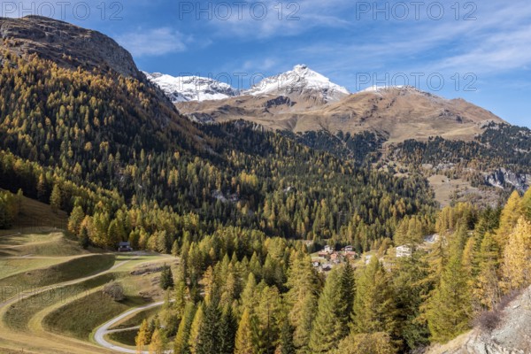 Scenic view of the Arblatsch mountain in the Swiss alps, seen from lake Marmorera