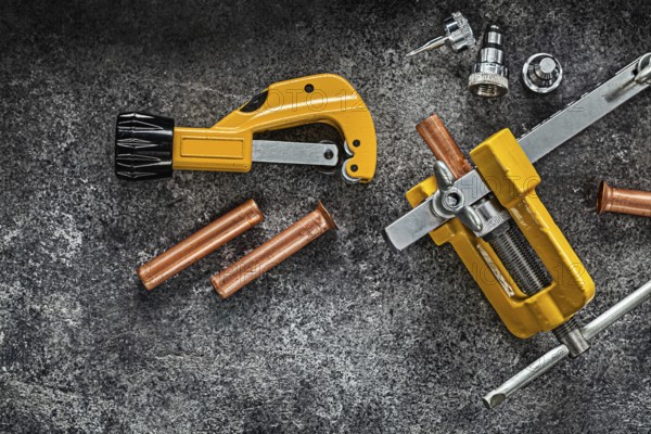 Flaring Of Copper Pipes Tools On Dark Background