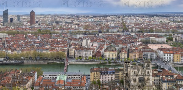 View of Lyon from Basilica of Notre-Dame de Fourviere hill, Frane