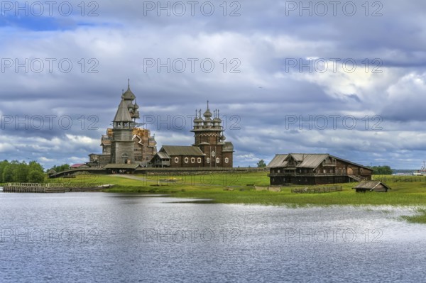 Historical site dating from the 17th century on Kizhi island, Russia.View from Onega lake