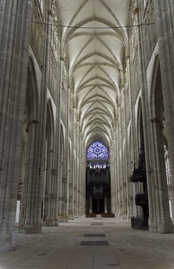 Rouen, France, August 30, 2018: Interior of a catholic temple. Saint-Ouen Abbey Church, Rouen, France
