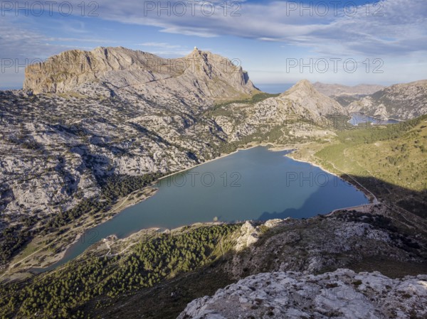 Cuber and Gorg Blau, reservoirs, Puig Major 1445 m. Fornalutx, Mallorca, Balearic Islands, Spain
