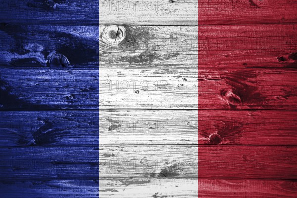 France flag on wooden planks background wood flag