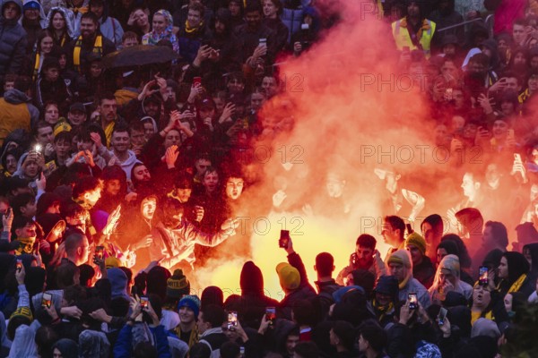 MELBOURNE, AUSTRALIA, AUGUST 12: General view of the Melbourne Fan Festival with capacity crowd watching Australian Matildas vs France Les Bleus at the FIFA Women's World Cup Australia New Zealand 2023 at Federation Square on August 12, 2023