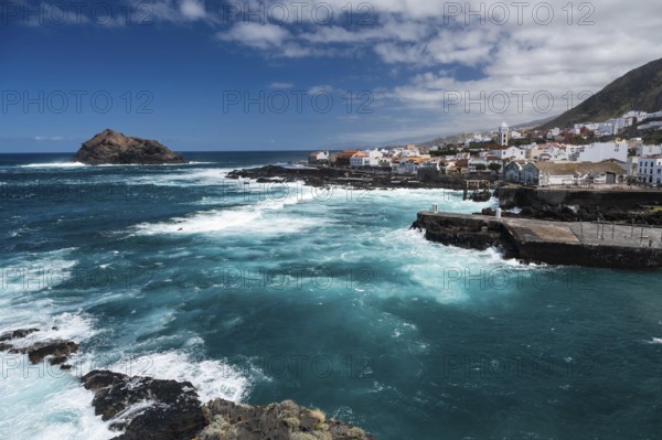 GARACHICO, TENERIFE SPAIN - MARCH 8, 2024: iew at the town and Atlantic Ocean