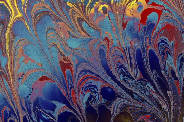 Ebru marble effect pattern design for print