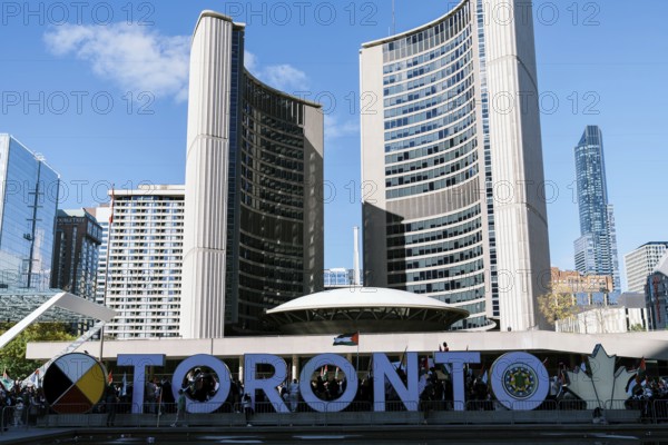Toronto, Canada - 28 October 2023: Demonstrators in Toronto advocating for peace in Gaza.