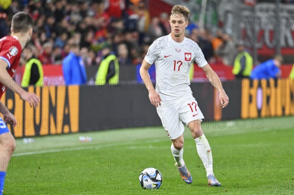 PRAGUE, CZECH REPUBLIC - MARCH 24, 2023: Qualifications for UEFA Euro 2024. Match Czech Republic - Poland 3:1. In action Robert Gumny.
