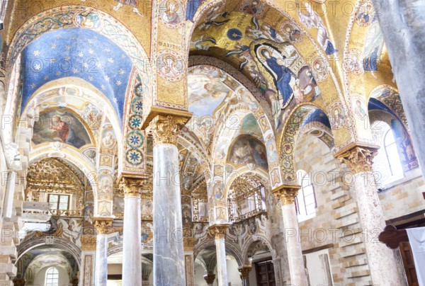 Luxurious interior in the church of the Martorana. Palermo, Sicily. Italy