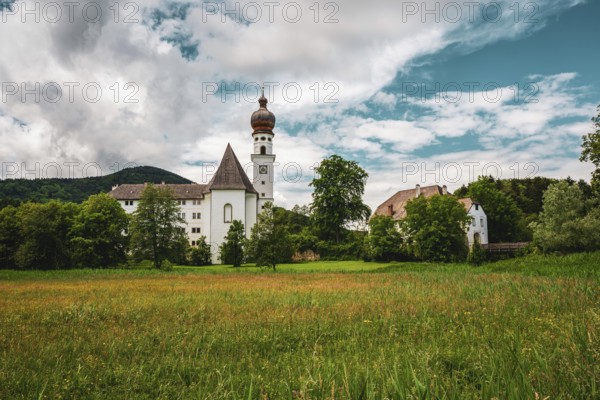View of Höglwörth Monastery in Bavaria, Germany