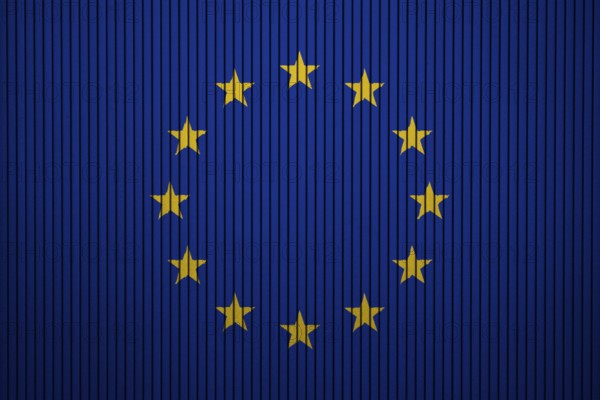 European Union Flag painted on the cracked grunge concrete wall