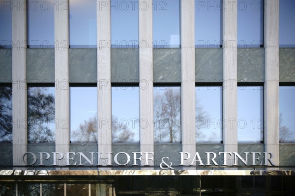 Cologne, Germany - November 24, 2016: The logo of the commercial law firm Oppenhoff & Partner above the entrance to the Institut der deutschen Wirtschaft on 24 November 2016 in Cologne