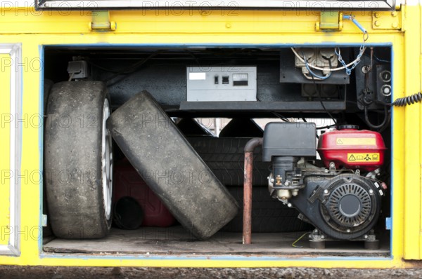 Tires and compressor into a track