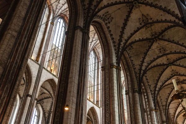 Lubeck, Germany, August 3, 2019: Interior view of St. Mary Church in Lubeck