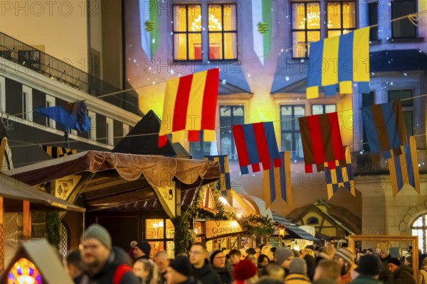 Medieval Christmas market in the stable yard of the Residenzschloss. Dresden, Saxony, Germany
