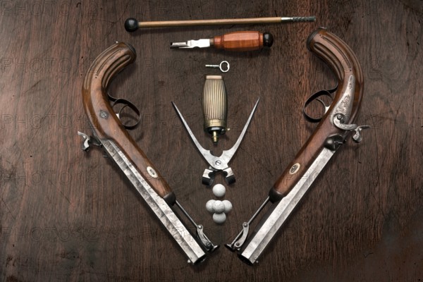 Duelling pistols became an indispensable attribute of high-ranking personalities, as was already the case at the end of the 18th century. Handmade in Germany around 1850