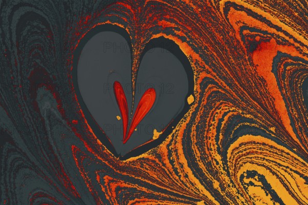 Beautiful abstract art of Ebru marbling painting techniques on water with paints