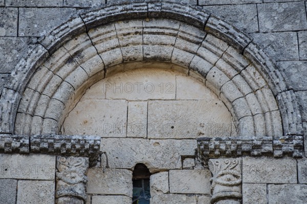 Window, Romanesque hermitage of San Frutos, Las Hoces del Río Duratón Natural Park, Segovia province, Spain