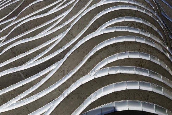 Architecture, curved balcony of an apartment complex, Montreal, Province of Quebec, Canada