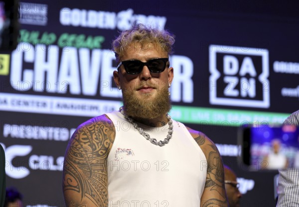 Jake Paul at Jake Paul vs. Julio Cesar Chavez Jr. Press Conference held at the Avalon in Hollywood, USA on May 14, 2025, Hollywood, CA, USA, Hollywood, California, USA