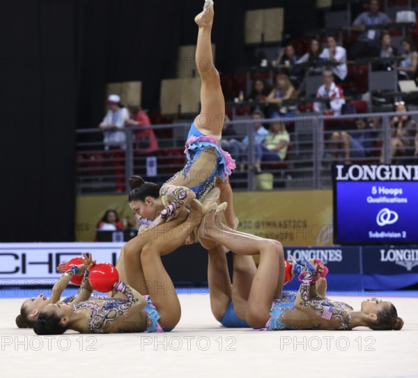 Sofia, Bulgaria - 15 September, 2018: Team United States of America performs during The 2018 Rhythmic Gymnastics World Championships. Group tournament