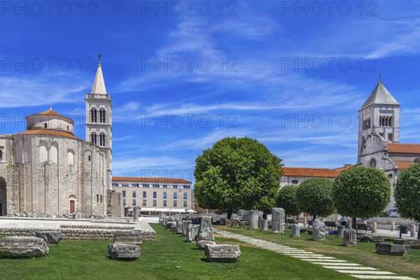 View of Roman Forum with Church of St. Donatus and St. Mary's Church, Zadar, Croatia