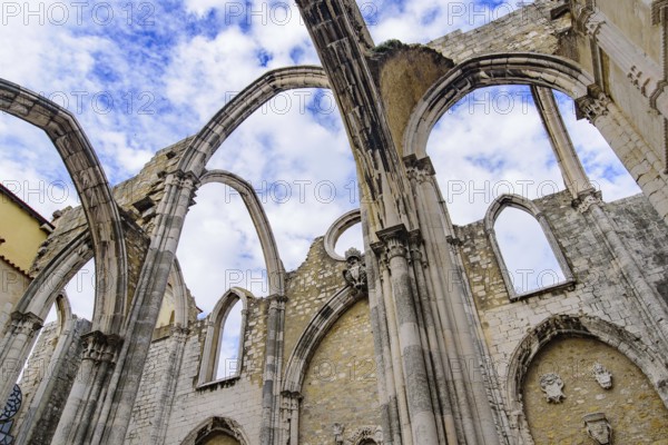 Ruins of Carmo Convent, an archaeological museum in Lisbon, Portugal