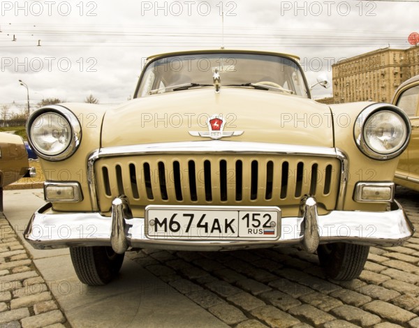 Retro car Volga GAS Russia on rally of classical cars on Poklonnaya hill, Moscow, Russia
