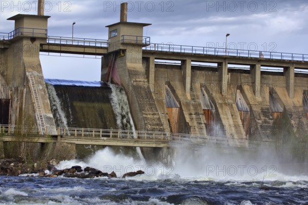 View of falling water for hydroelectric power station