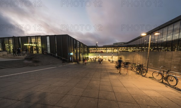 Uppsala, Uppland -Sweden, 07 27 2019 View over the square and the tunnel around the public Railway station by night