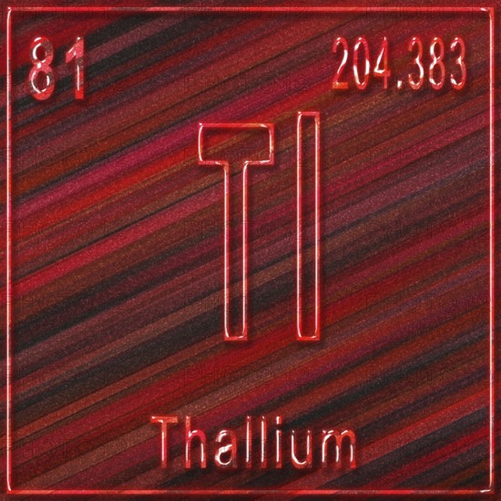 Thallium chemical element, Sign with atomic number and atomic weight, Periodic Table Element
