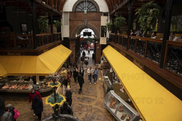 Cork, Ireland, September 3 2021: Interior view of the English food and groceries market landmark in Cork city ireland