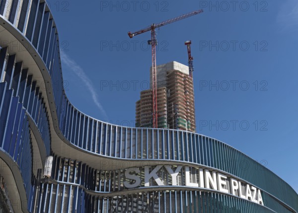 Skyline plaza with grand tower, a skyscraper building under construction in frankfurt am main, germany