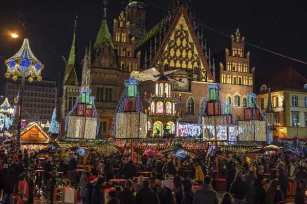 WROCLAW, POLAND, DECEMBER 6, 2024: Traditional Christmas fair called Jarmark Bozonarodzeniowy in market square