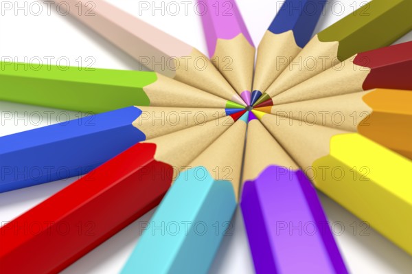 3d rendering of some color pencils