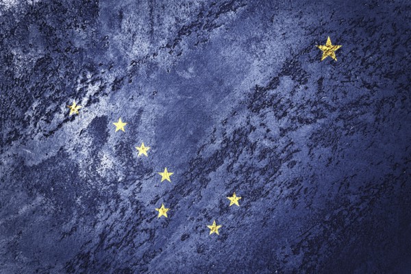 Grunge Alaska state flag. Alaska flag background grunge texture
