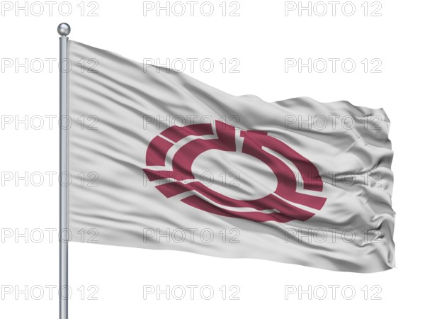 Yaizu City Flag On Flagpole, Country Japan, Shizuoka Prefecture, Isolated On White Background