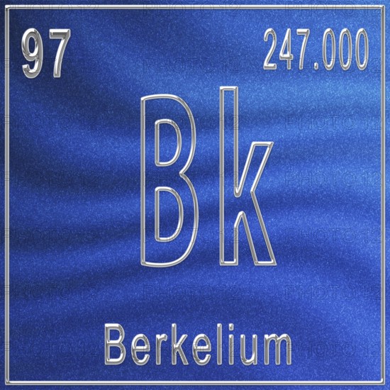 Berkelium chemical element, Sign with atomic number and atomic weight, Periodic Table Element