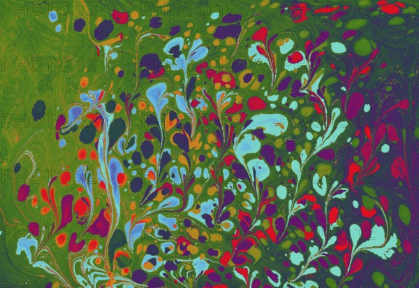 Abstract marbling floral pattern for fabric, design