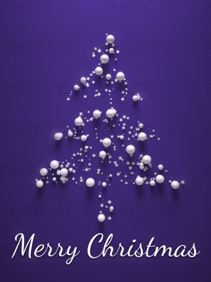 3d rendering of a purple merry christmas tree