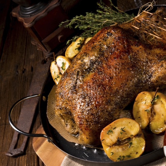 Duck on old Polish roasted with thyme and Apple