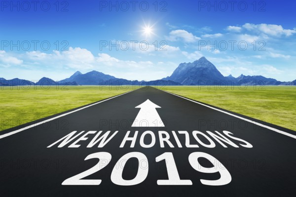 A road to horizon with text new horizons 2019