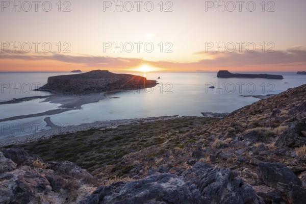 Balos beach at sunset, Crete, Greek Islands, Greece
